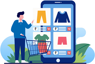 Customer browsing products in an online store on a phone