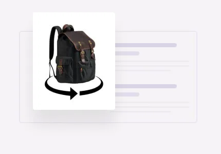 Backpack shown in a rotating 360 degree product viewer