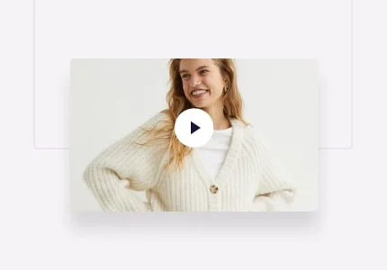 Product video gallery with a play button on the main image