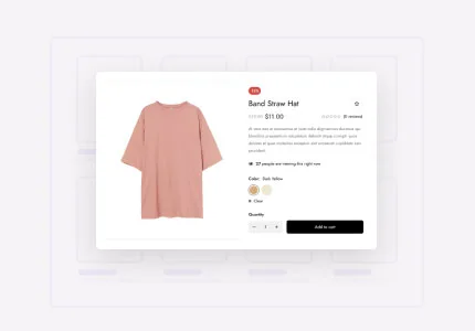 Quick view product modal opening over a category page