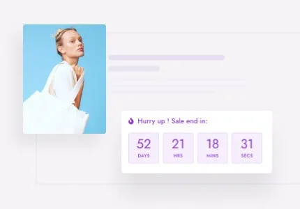Sale countdown timer counting down days, hours and minutes