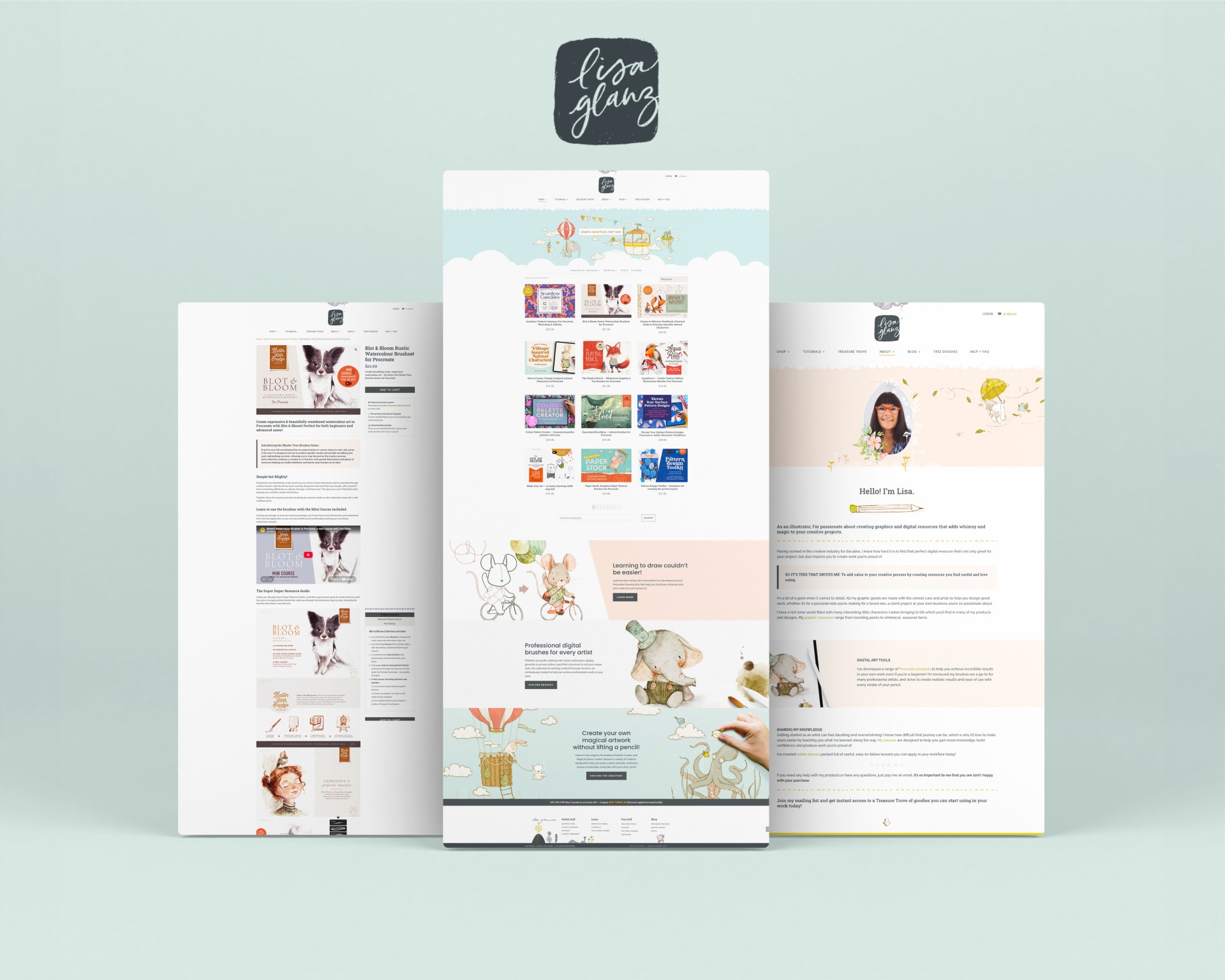 Homepage of the Lisa Glanz WordPress website