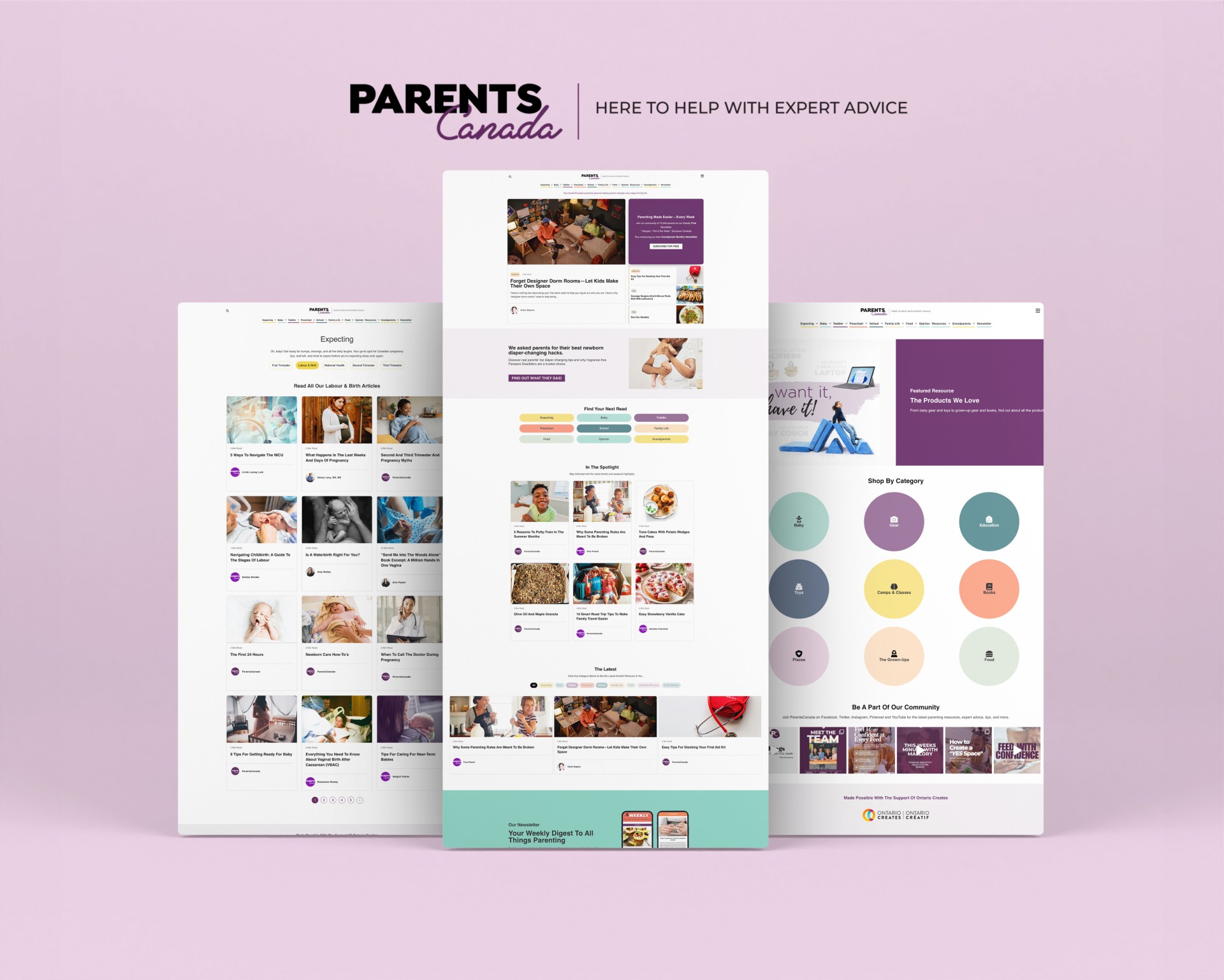 Homepage of the ParentsCanada WordPress website